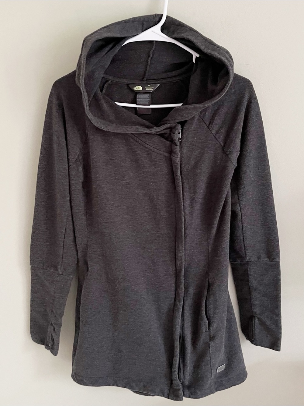 The North Face charcoal gray hooded jacket